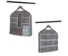 Doppia Faccia Organizer Storage Bag, Organizer Armadio da Appendere Tasca, Fit Appeso Sotto i Vestiti, per Reggiseno Mutandine Calze Sciarpe Contanti Appendiabiti a Porta e Parete, Gray