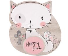 Les Jardins de la Comtesse - Appendiabiti in legno di pioppo 100% francese, motivo: lilla il castello – Decorazione da parete per cameretta del bambino, 17 x 17 cm