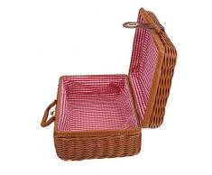 jojofuny Mobili in Rattan di Vimini Valigia Cesto di Vimini da Picnic Scatola di Immagazzinaggio di Paglia con Manici Scatola di Immagazzinaggio del Rattan Valigia di Corsa di Vimini Bin