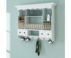 vidaXL Pensile a Muro da Cucina in Legno Bianco Armadietto Vetrinetta Credenza
