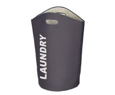 WENKO 3450121100 Portabiancheria Lumo grigio - cesta della biancheria, 65 L, Poliestere, 35 x 68 x 35 cm, Grigio scuro