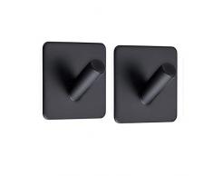Ganci Adesivi in Acciaio Inox 304 Ganci Appendiabiti Gancio Portasciugamani Autoadesivo Bagno Cucina Nero (2 Pezzi, Piazza)