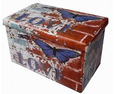 Biscottini Pouf contenitore ecopelle 60x36x36cm | Scatola porta oggetti con coperchio | Panca contenitore | Pouf contenitore pieghevole