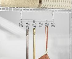mDesign organizer appendibile – Ideale come portacravatte, portafoulard e appendisciarpe – Colore: acciaio – scaffale con griglia