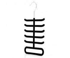 HANGERWORLD Portacravatte per 12 Cravatte e Cinture Salvaspazio in Velluto Nero Antiscivolo per Armadio