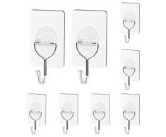 CGBE Ganci Adesivi Trasparenti, Appendini Gancetti Adesivi da Parete Senza Forare Carico Massimo 5kg, Gancio Adesivo Bagno Cucina per Appendere Asciugamani, Vestiti, Utensili da Cucina, 8 Pezzi