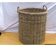 CK3003/2 CESTO PORTA LEGNA IN RATTAN CM 53X53X50 H cesti vimini porta
