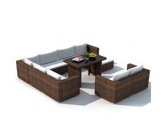 Tidyard Set Divani da Giardino 28 pz in Polirattan,Divano da Soggiorno,Salotto e Ufficio Stile Classico Marrone