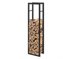 [en.casa] Legnaia 40 x 150 x 25 cm Portalegna, Telaio per accatastare Legna Acciaio Nero