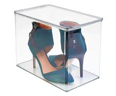 mDesign Scatola per scarpe con coperchio ? Contenitori in plastica impilabili ? Scatole per armadi salvaspazio ? trasparente