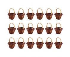 Cabilock 20Pcs Mini Tessuto Cesti in Vimini con Maniglie Cestino Tessuto in Miniatura Cesto di Fiori Dollhouse Cestino da Picnic Piccolo per Fairy Garden Micro Paesaggio Tessuti A Mano