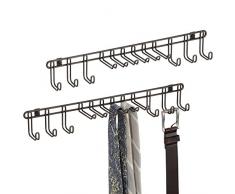mDesign Set da 2 Appendi Cravatte da Muro – Pratico Portacravatte e Portacinture – Montaggio a Parete – Ideale per Appendere Foulard, Borse e Tanti Altri Accessori – Metallo Bronzo