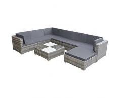 Tidyard Set Divani da Giardino, Set Divano Esterno 24 pz in Polirattan Grigio