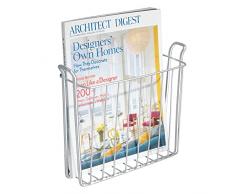 mDesign Porta riviste da parete – Portariviste in metallo resistente per il bagno – Portariviste da parete pensato anche per libri, i tablet, ecc. – argento