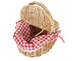 MILISTEN Cestino da Picnic di Vimini con Coperchio E Maneggiare Un Cestino da Picnic in Legno con Fodera Cesto Picnic in Stile Vintage per Il Compleanno di Campeggio da Picnic