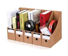 Portariviste Ufficio,5 Pezzi Portariviste da Tavolo,Portariviste per Documenti,A4 in Cartone Portariviste,Kraft Paper Desktop Storage Box,Cartella per Scrivania, Archivio e Archiviazione