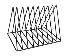 Portariviste Scrivania, Fermalibri in Metallo, 9 Slot Rastrelliera Triangolare per Libri, Portariviste Metallo Design, Portadocumenti da Scrivania Verticale, per Ufficio, Scuola, Casa(Nero)