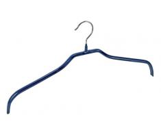 Wenko 10321211100 Appendini Slim 41, Set 2 Appendini con Rivestimento Antiscivolo, Metallo, Plastica, Metallo Cromato, Materiale Plastico, 1 x 19 x 42 cm, Argento Lucido/Blu