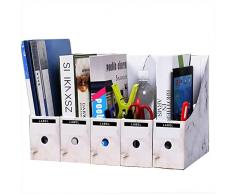 5 Pezzi Portariviste,Portariviste Cartone,Portariviste con Design in Marmo per la Scuola Ufficio Cancelleria Domestica Forniture Ufficio Archiviazione di File(Bianco 2)