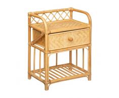 Atmosphera ATM-179012 Comodino 1 Cassetto in Rattan e bambù H 60 cm, Vimini, cm