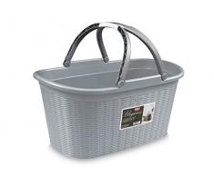 Stefanplast Elegance Cesta Rattan con Manico, Grigio, 58x37x29cm