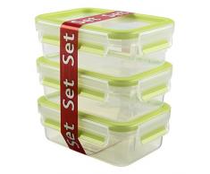 Emsa Clip & Close Contenitore Salvafreschezza, Set 3 Pezzi, Verde Chiaro, 0.55 l