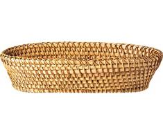 JADE TEMPLE 360273 Cestino per Il Pane Ovale, in Rattan, 26 cm x 14 cm x 5 cm, Legno