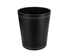KINGFOM™ Classico Cestino per la carta in Pelle, per Ufficio/Bagno/Cucina/Camera da letto (Nero)