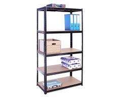 Scaffalature per garage: 180 x 90 x 45cm | Scaffalatura per lo stoccaggio - 1 scaffalatura, 5 livelli, nero (175KG per scaffale), capacità 875KG | Per officina, capannone, ufficio | 5 anni di garanzia