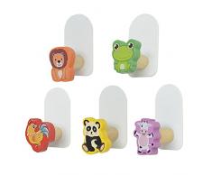 ysister Ganci adesivi per bambini 5 pezzi Appendini Bambini Muro Adesivo Appendino Porta Bambini senza forature,Per Appendere, Chiave, Spina, Utensili da Cucina, Asciugamano