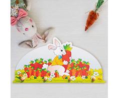 Dida - Attaccapanni Coniglio, Appendiabiti per Bambini da Parete, Attaccapanni in Legno per la Cameretta dei Bimbi