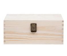 Alsino, scatola di legno con coperchio, decorativa, in legno naturale non trattato (24 x 14 x 10 cm)