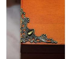 VORCOOL 48pz Angoli per Decorazioni Scatole in Legno Paraspigoli Protezione Angoli e Bordi Libro Album Decorative Metallo Vintage Copertura Bronzo Antico