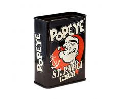 Popeye - Salvadanaio in metallo, 9 x 4,5 x 11,5 cm, colore: Nero