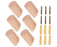 Heveer Ganci Appendiabiti Legno Parete Cappotto Gancio per Cappotti Appesi Cappello Sciarpe Giacche Cuffia Decorazione Ingresso 6 Pezzi
