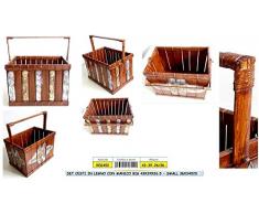 RE Set Due ceste Legno portariviste con Manico in Stile Etnico