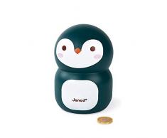 Janod, Salvadanaio, in Legno, per Bambini Pinguino 15 cm, Decorazione della Stanza Dei Bambini, A Partire da 3 Anni, J04650