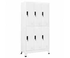 Homgoday Armadietto con Serratura Bianco 90x45x180cm Acciaio, Armadio Ripostiglio con 6 Scomparti, Ripiani Per Armadio Interno, Armadietto da Esterno, Mobili da Esterno Portascope Interna