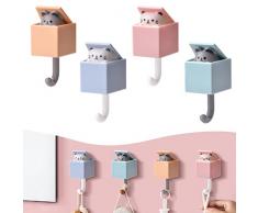 FOHYLOY 4 Pezzi Appendiabiti Adesivo Creativo, Gancio a Parete Per Animali, Graziosi Ganci per Animali Domestici, Ganci per Animali Domestici Carini per Appendere Decorazioni (A)