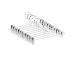 GUANJUNE Sottili Appendini per Pantaloni, Antiscivolo per Pantaloni con Clip Regolabili, Appendini Salvaspazio per Vestiti, Gonne, Jeans, Cappotti (Bianco, 10)