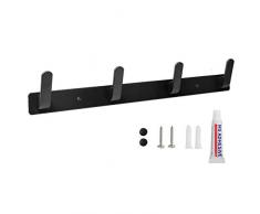 Sevenpers Appendiabiti da Parete, Attaccapanni da Muro Moderno Design con 4 ganci per ingresso cucina bagno due metodi di installazione