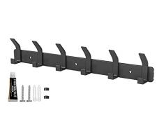 Eucomir Appendiabiti da Parete, Appendiabiti da Muro con 6 ganci, Attaccapanni da Muro Moderno, Appendiabiti da Muro per Cucina, Camera da Letto, Ufficio, Nero
