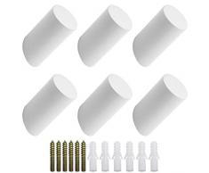 NewZC 6 Ganci Appendiabiti da Muro Legno Naturale Ganci Decorativi Appendiabiti Heavy Dutyper Cappelli Vestiti Zaini 3x6cm - Carico Massimo 15 kg