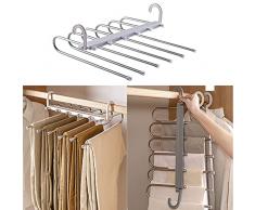 6 in 1 Grucce Pantaloni, Antiscivolo Appendiabiti per Pantaloni Magici,Porta Pantaloni,Appendini Portatili Multifunzionali,Appendiabiti Multiuso,Multiuso Hanger.