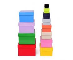 ewtshop® 12 Scatole regalo, set da 12 pezzi, materiale robusto, rivestimento in carta kraft colorata, anche per scrapbooking fai da te