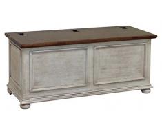Pieffe Mobili Cassapanca Baule, Legno, Bianco Decapè, Piano Noce, 120 x 42 x 50 cm