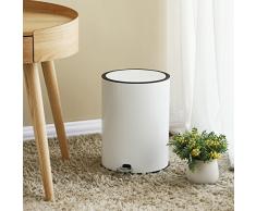 SONGMICS Pattumiera da Bagno con Pedale da 3 Litri con Coperchio in ABS e Cestino Interno in Plastica, Cesto per Immondizia in Acciaio per Bagno Ufficio Camera da Letto o Toilet LTB11WT