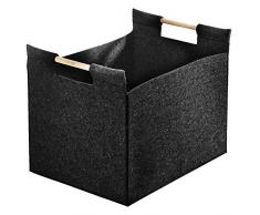 Cesta Per Legna XXL In Feltro - 50x40x30cm, Con Manici Legno, Per Interni E Decorazione - Foto 5