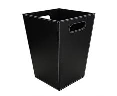 KINGFOM™ Classico Cestino per la carta in Pelle, per Ufficio/Bagno/Cucina/Camera da letto (Nero)
