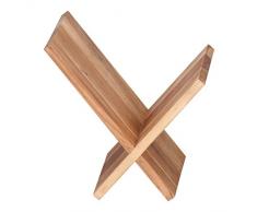 WOHNLING portariviste in Legno massello Acacia X-Form 31 cm Riviste Progettazione Stand Brochure Holder Stile Country